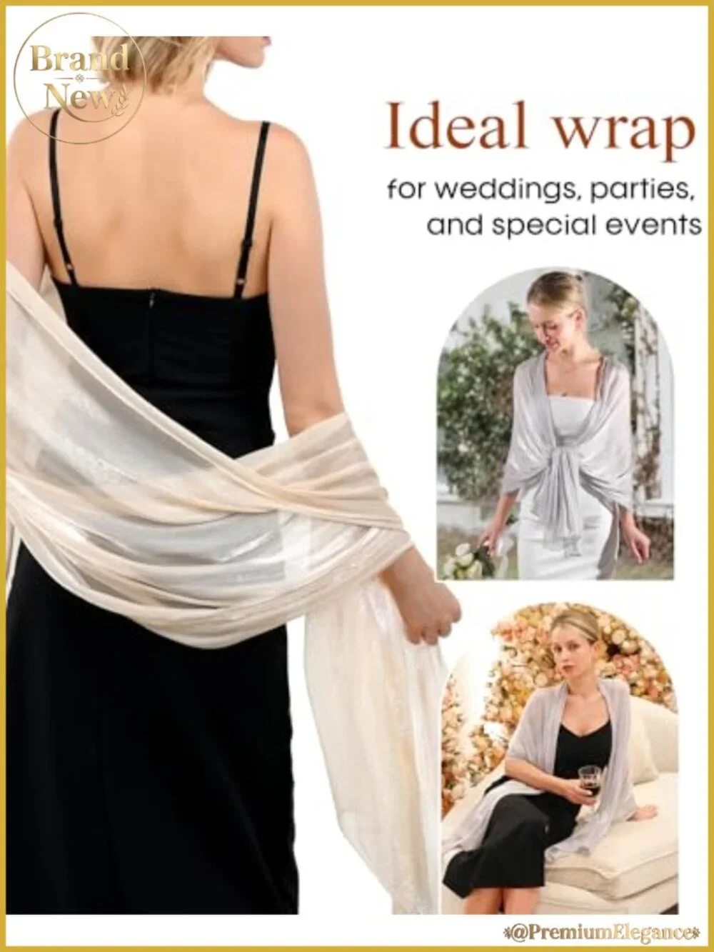 Silk-Like Shawl Wrap for Evening Dresses Wedding Party Bridesmaid